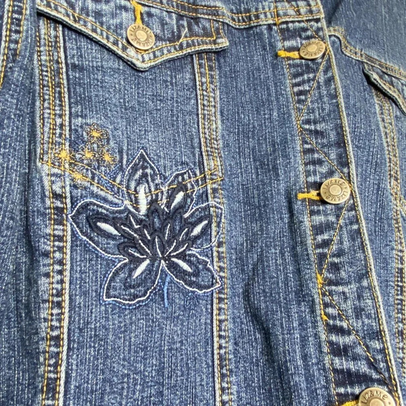 NWT Liz & Me Floral Embroidered Denim Jean Jacket Boho Plus Size 0X Blue - Picture 7 of 12
